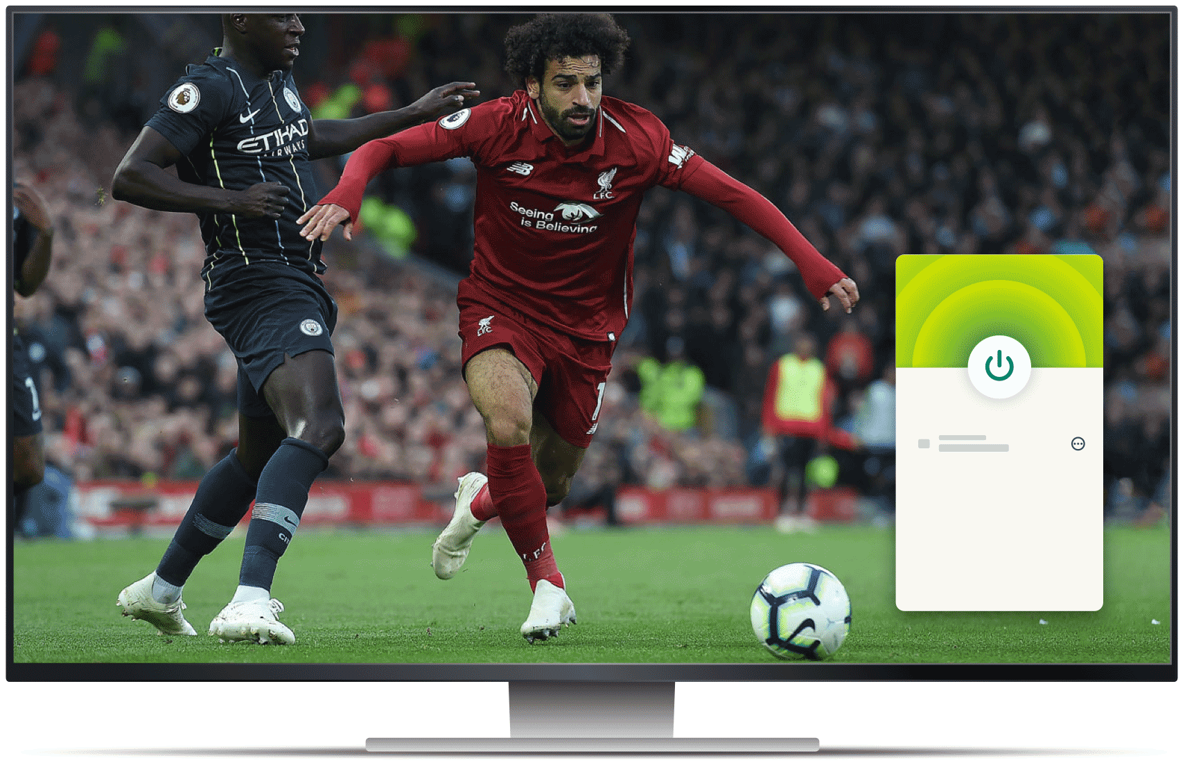 beIN Sports France en streaming (football) + VPN sur un &eacute;cran d'ordinateur.