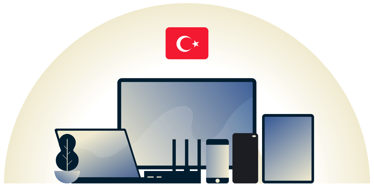 &Ccedil;eşitli cihazları koruyan T&uuml;rkiye VPN'i.